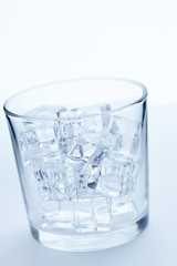 glass with ice cubes