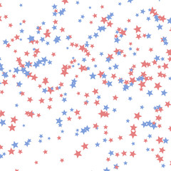 Red and blue stars background. Template for USA holidays, colored as USA flag. Independence, Memorial, President's or Veteran's day concept.
