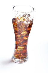 cola with ice cubes