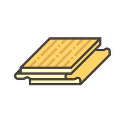 Engineered wood flooring vector icon. That is a floor finishing material for home interior decoration. Consist of hardwood layer  bonded over plywood. Include tongue and groove for joining with other.