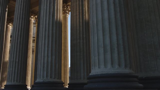 Panoramic view of a big columns of The Kazan Cathedral in summer - St. Petersburg, Russia