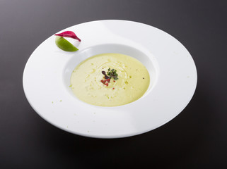 Green creamy avocado soup