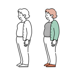 中年女性肥満体型のイラスト