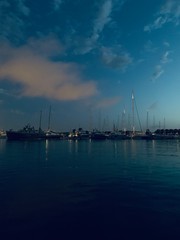 evening yacht parking