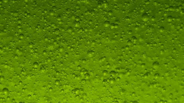 4K Bubbles on green background horizontal seamless pattern. Circle and liquid, light design, clear soapy shiny.slow motion