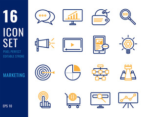 Set of marketing line icons