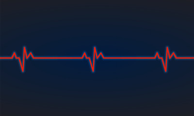Heartbeat line thin background design vector isolated on blue