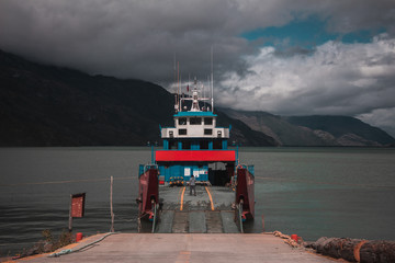 Obraz na płótnie Canvas ferry ship in the fjord patagonia 