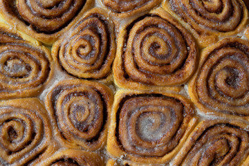 cinnamon rolls close up top view