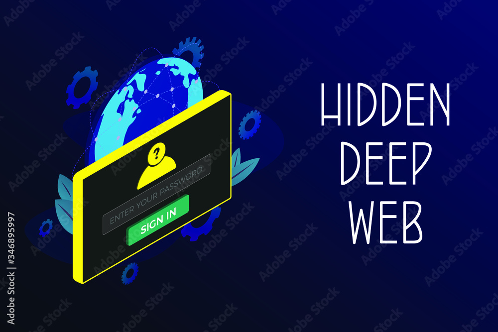 Poster hidden deep web vector concept illustration. hidden from search engines, the deep layer of the globa