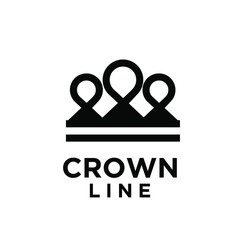 simple abstract black white crown logo icon design vector