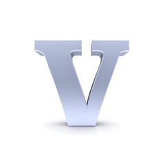 V letter silver 3d sign