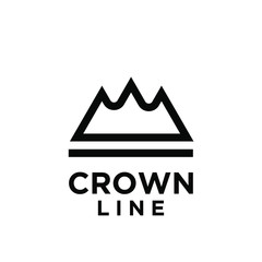 simple abstract black white crown logo icon design vector