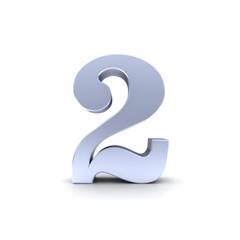 2 number silver two numeral sign 3d