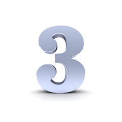 3 number silver three numeral sign 3d