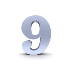 9 number silver nine numeral sign 3d