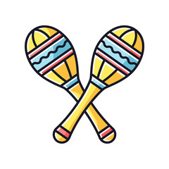 Maracas RGB color icon. Traditional musical instrument for ethnic festival. Crossed shakers for band performance. Rhythm percussion for dance rhythms. Rattle sound. Isolated vector illustration