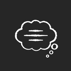 Thought bubble chalk white icon on black background. Empty comic speech cloud. Blank dialogue balloon with text space. Comment box with copyspace. Isolated vector chalkboard illustration