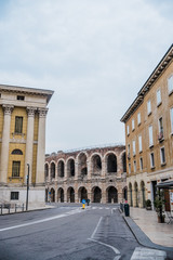 Fototapeta na wymiar Verona during Coronavirus quarantine, empty street around Arena 