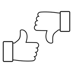 Thumbs up and thumbs down. vector line icon