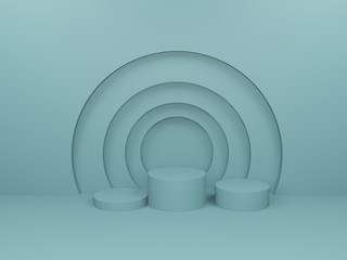 Obraz premium 3D rendering green pastel color for product display stand. Minimal Studio, Abstract mock up witch copy space for Showcase.