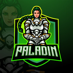 Paladin female esport logo mascot design