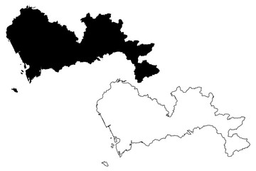 Shenzhen City (People's Republic of China, Guangdong Province) map vector illustration, scribble sketch City of Shenzhen map