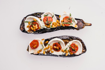 baked eggplant with  cheese and tomatoes
