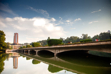bridge over the river with nice sky