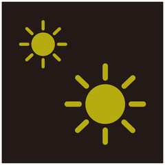 sun icon symbol with a black background