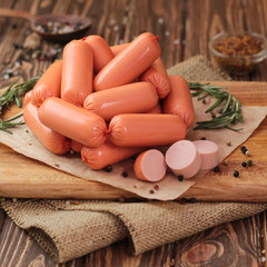 sausage on a wooden board