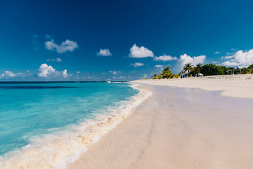 Caribbean island of Anguilla with white and deserted beaches