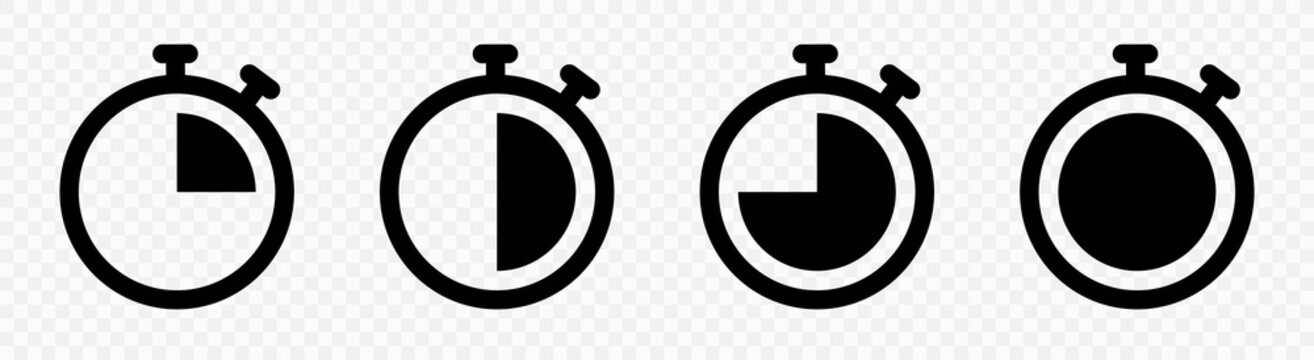 Timer icon collection. Symbol timer on a white background. Set of Timer vector icons.Set of timer and stopwatch icons. Cooking time symbols and labels