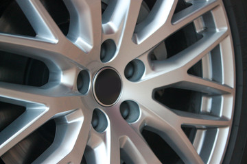 Close up of a sports car wheel