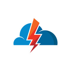 Thunder Cloud Logo Design Vector Graphic