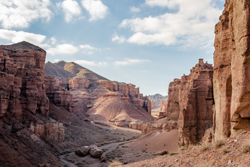 The road in Charyn Canyon in Kazakhstan