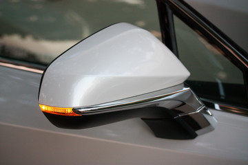 White car mirror with turn signal