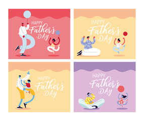 set of cards of the happy fathers day