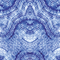 Shibori blue fabric seamless pattern.
Watercolor technique. Textile design