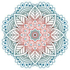 Vector round abstract circle. Mandala style. Decorative element, colored circular design element.