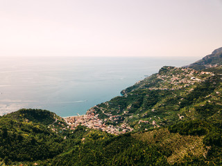 Fototapeta na wymiar Minori Amalfi Coast Drone Aerial Landscape View