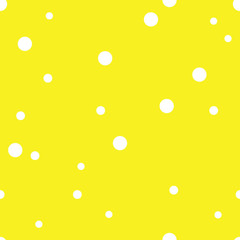 Dotted seamless pattern. White Polka Dot on yellow background Background. Vector illustration. Monochrome minimalist graphic design. Wallpaper, furniture fabric, textile