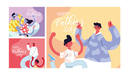 set of cards of the happy fathers day