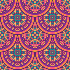 Festive Colorful Tribal ethnic seamless vector pattern ornamental