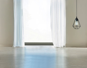 empty living room interior decoration wooden floor, stone wall concept. decorative background for home, office and hotel