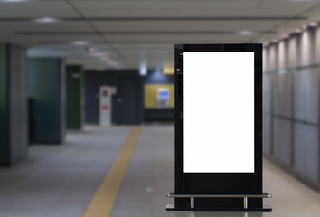 Mock blank billboards or posters in the airport  ,Empty advertising billboard at aerodrome for advertisement.