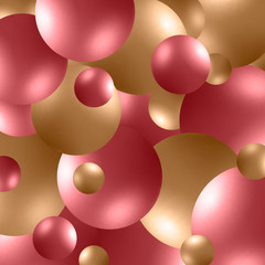 Colored balls background. Vector eps 10. 3d gold and pink balls. eps 10