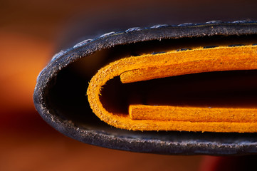 Close-up leather product. Skin thickness and firmware.