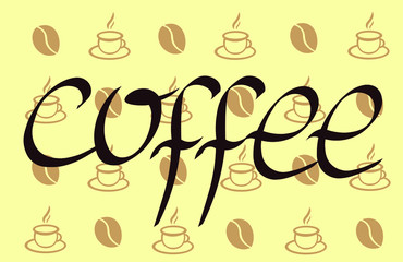 cups with in a flat style on a beige background