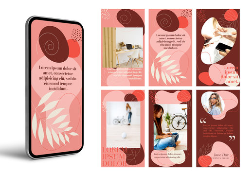 Hand Drawn Floral Social Media Stories Layout Set